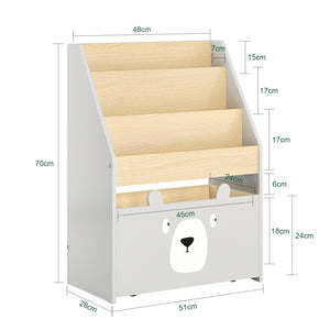 Libreria per bambini con cassetto Scaffale per giocattoli Organizzatore di giocattoli Grigio 51x28x70cm KMB104-HG
