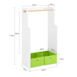 SoBuy Mobile per Bambini con Appendiabiti, Giardaroba per Bambini con 2 scatole, Armadio per bambini Bianco 60x35x110cm KMB109-W