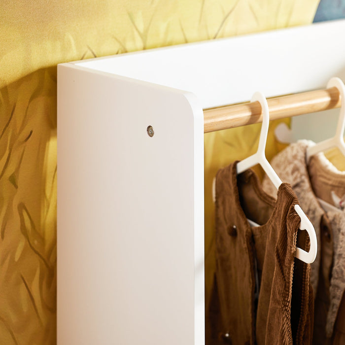 SoBuy Mobile per Bambini con Appendiabiti, Giardaroba per Bambini con 2 scatole, Armadio per bambini Bianco 60x35x110cm KMB109-W