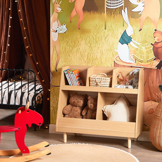 SoBuy Libreria montessoriana per Bambini Scaffale portagiochi Portariviste Colore Naturale 87x37x78cm KMB111-N