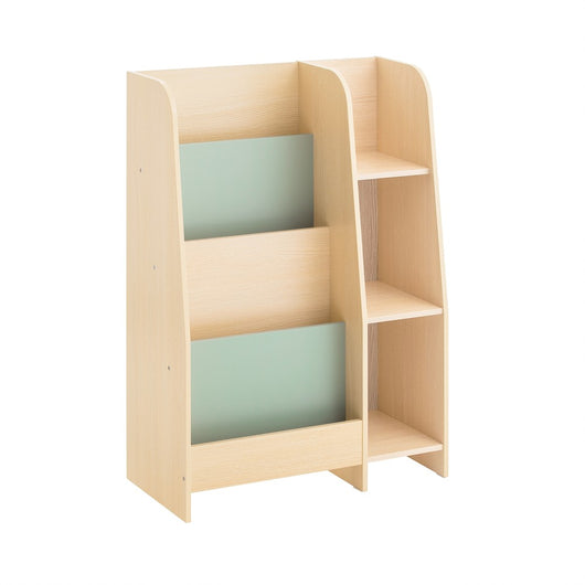 SoBuy Libreria Montessoriana per Bambini Libreria con 3 Ripiani e 4 Scomparti Porta Giochi Bambini per Cameretta, Scaffale Portagiochi Salvaspazio Armadio Cameretta Verde 63x30x90cm KMB114-GR