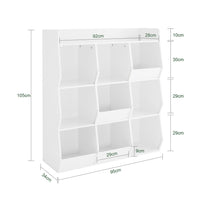 SoBuy Libreria Montessoriana per Bambini Scaffale Portagiochi con 9 Scomparti Aperti Libreria da Terra per Cameretta 95x34x105 cm Bianco KMB120-W