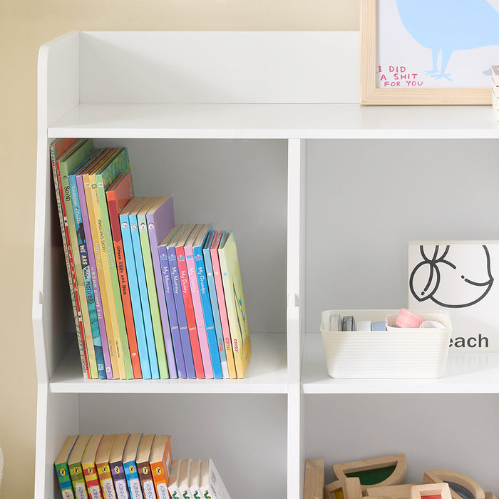 SoBuy Libreria Montessoriana per Bambini Scaffale Portagiochi con 9 Scomparti Aperti Libreria da Terra per Cameretta 95x34x105 cm Bianco KMB120-W