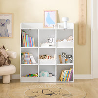 SoBuy Libreria Montessoriana per Bambini Scaffale Portagiochi con 9 Scomparti Aperti Libreria da Terra per Cameretta 95x34x105 cm Bianco KMB120-W