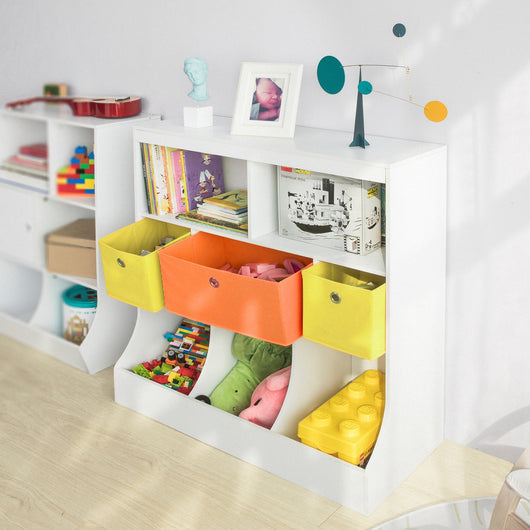 Libreria montessoriana per Bambini Scaffale portagiochi Portariviste 5 ripiani+3 cestini KMB26-W