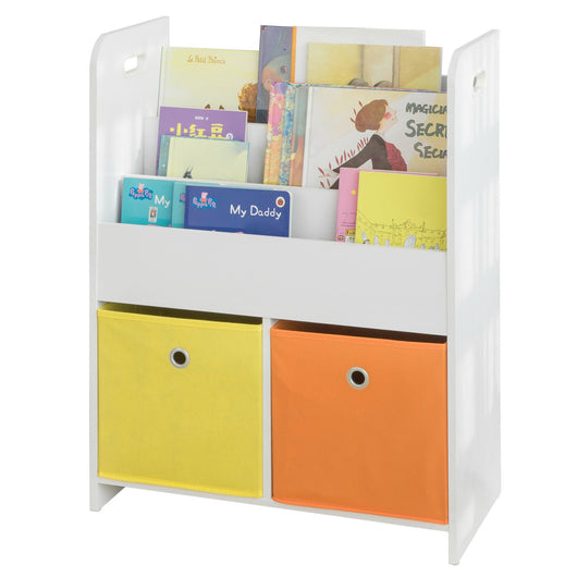 Libreria montessoriana per Bambini Scaffale portagiochi Portariviste 3 scaffali+2 cestini KMB27-W