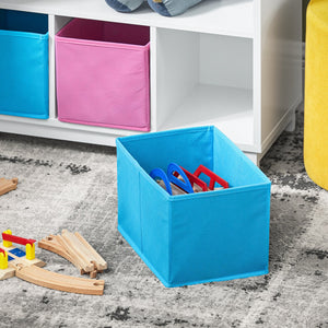 Libreria per bambini con vani portaoggetti e 3 scatole Scaffale per giocattoli Scaffale per bambini Organizzatore di giocattoli 63x28x80 cm BLU KMB34-F