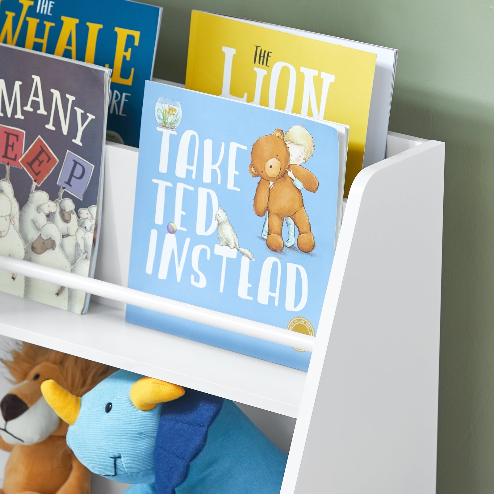 Libreria per bambini con vani portaoggetti e 3 scatole Scaffale per giocattoli Scaffale per bambini Organizzatore di giocattoli 63x28x80 cm BLU KMB34-F