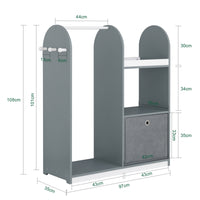 SoBuy Mobile per Bambini con Appendiabiti, Guardaroba per Bambini con scatole, Armadio per bambini con 3 ganci, Grigio 97x35x108cm KMB40-HG