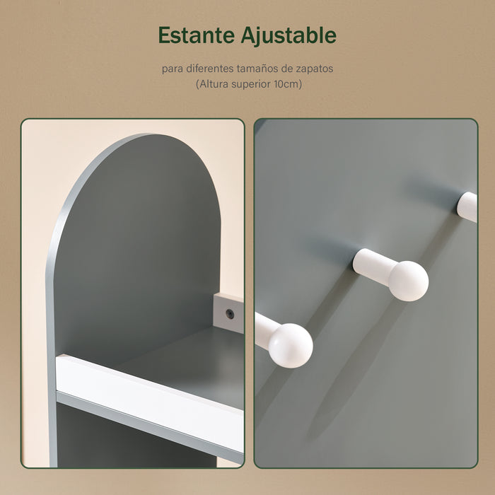 SoBuy Mobile per Bambini con Appendiabiti, Guardaroba per Bambini con scatole, Armadio per bambini con 3 ganci, Grigio 97x35x108cm KMB40-HG