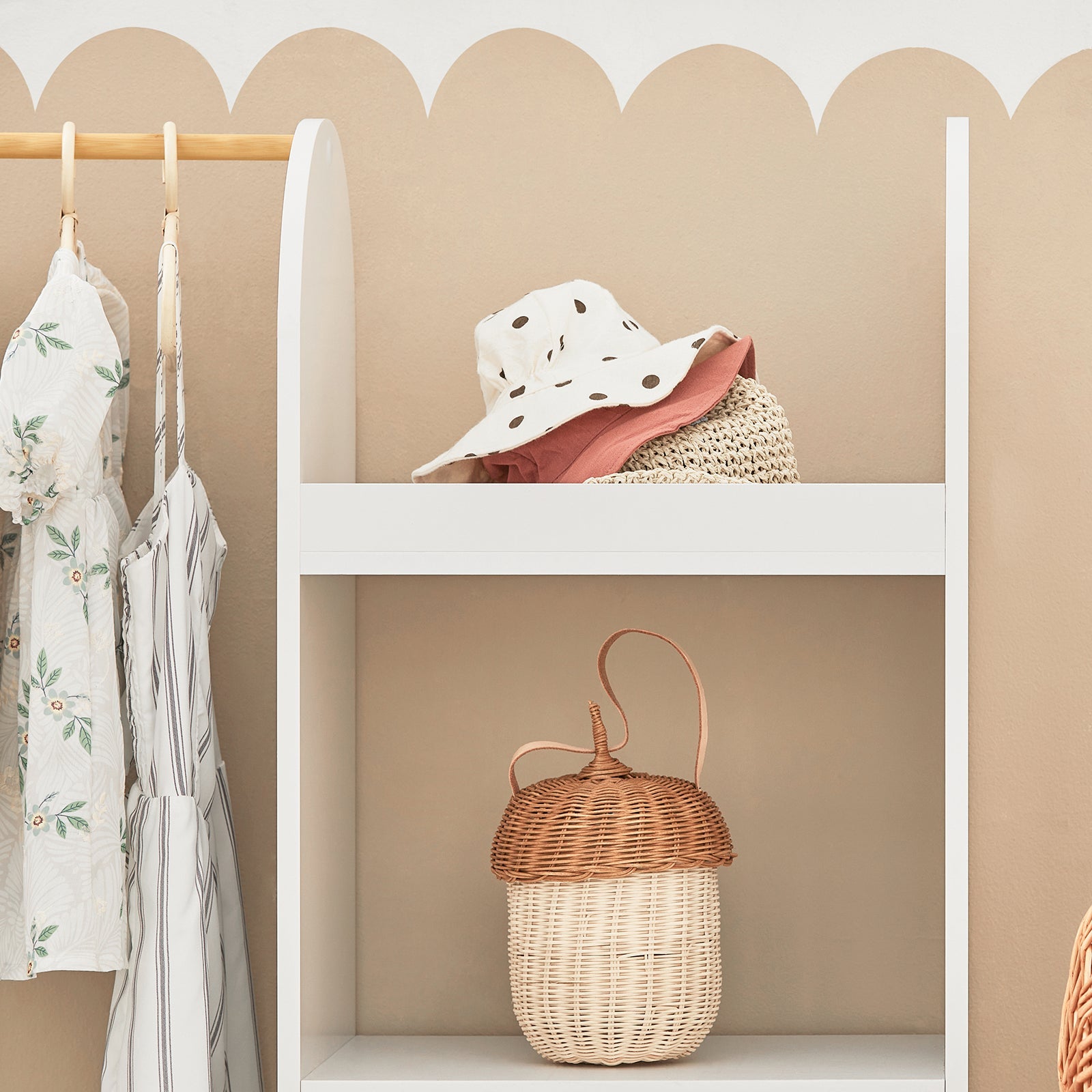 Mobile per Bambini con Appendiabiti, Giardaroba per Bambini con scatole, Armadio per bambini con 3 ganci, KMB40-W SoBuy