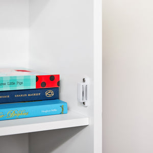 Cassettiera per bambini Scaffale per libri Armadietto portaoggetti Scaffale per cameretta L63xP30xA100cm, KMB43-W