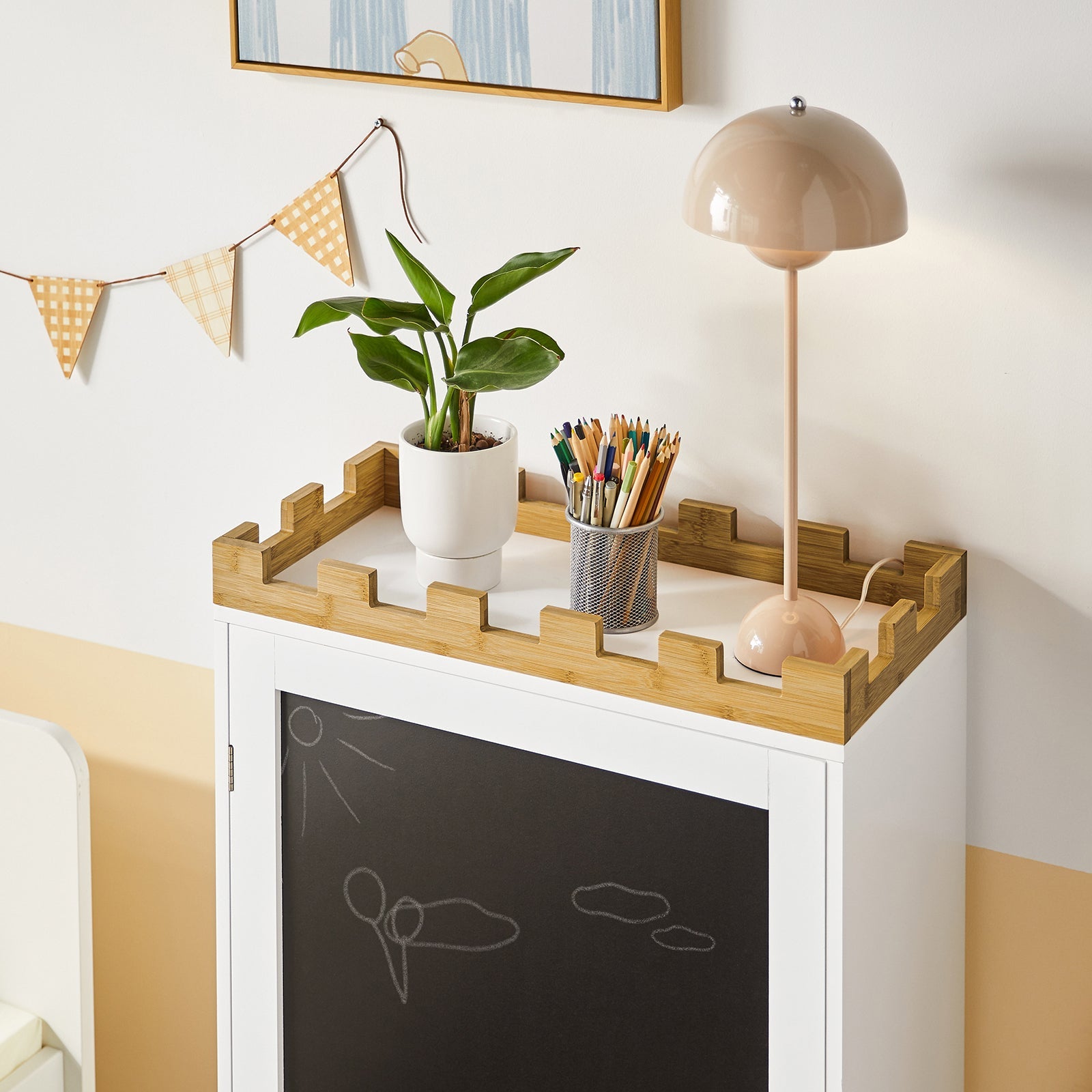 Cassettiera per bambini Scaffale per libri Armadietto portaoggetti Scaffale per cameretta L63xP30xA100cm, KMB43-W