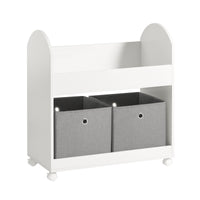 SoBuy Scaffale per bambini con 2 scatole in tessuto, librerie per bambini, Scaffale per giocattoli con ruote, 70x40x78cm KMB53-W