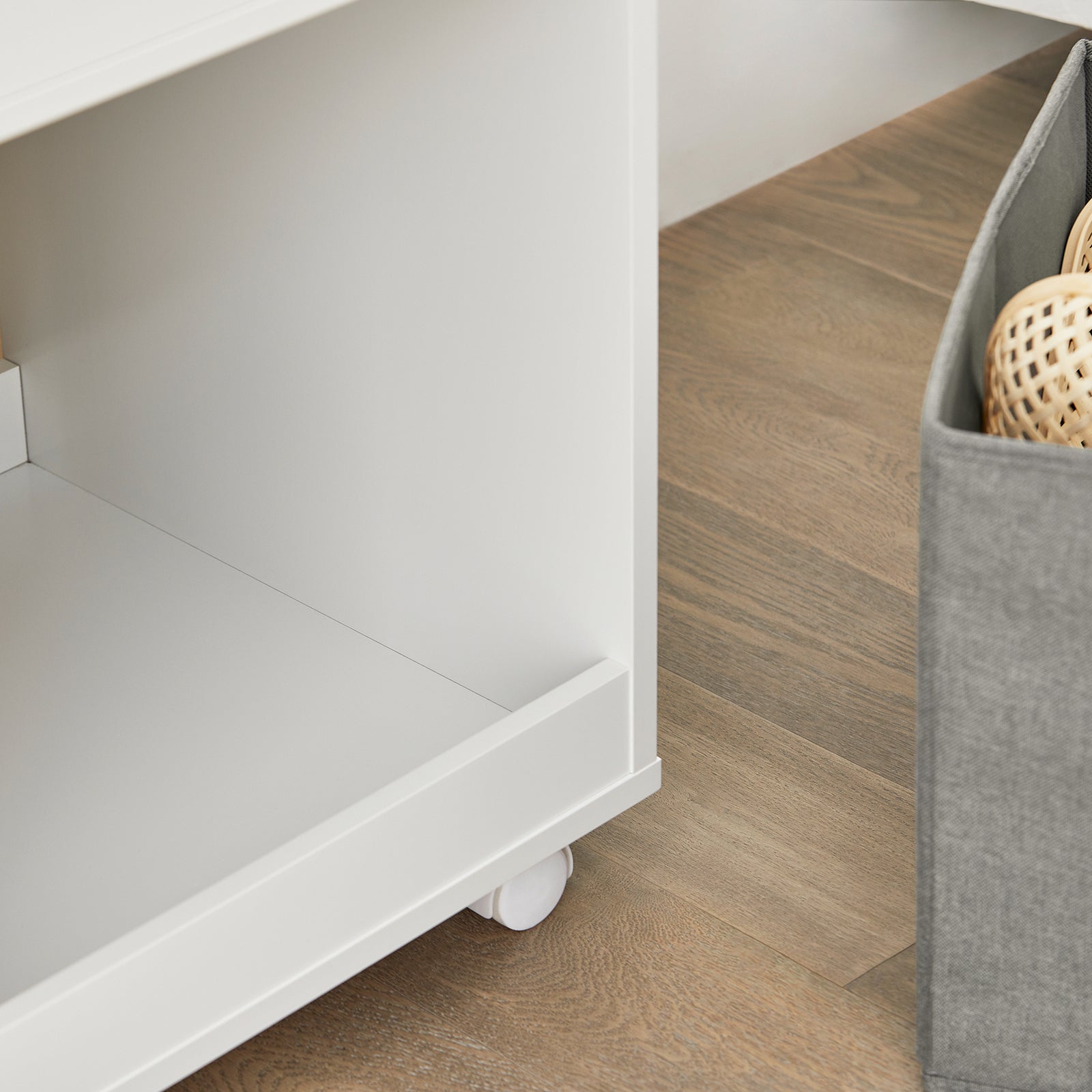 SoBuy Scaffale per bambini con 2 scatole in tessuto, librerie per bambini, Scaffale per giocattoli con ruote, 70x40x78cm KMB53-W