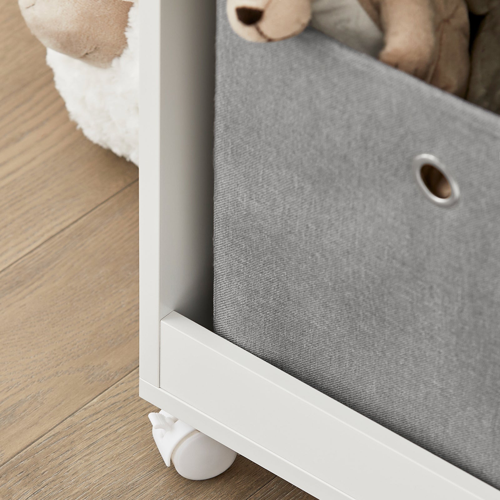 SoBuy Scaffale per bambini con 2 scatole in tessuto, librerie per bambini, Scaffale per giocattoli con ruote, 70x40x78cm KMB53-W