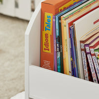 SoBuy Scaffale per bambini con 2 scatole in tessuto, librerie per bambini, Scaffale per giocattoli con ruote, 70x40x78cm KMB53-W