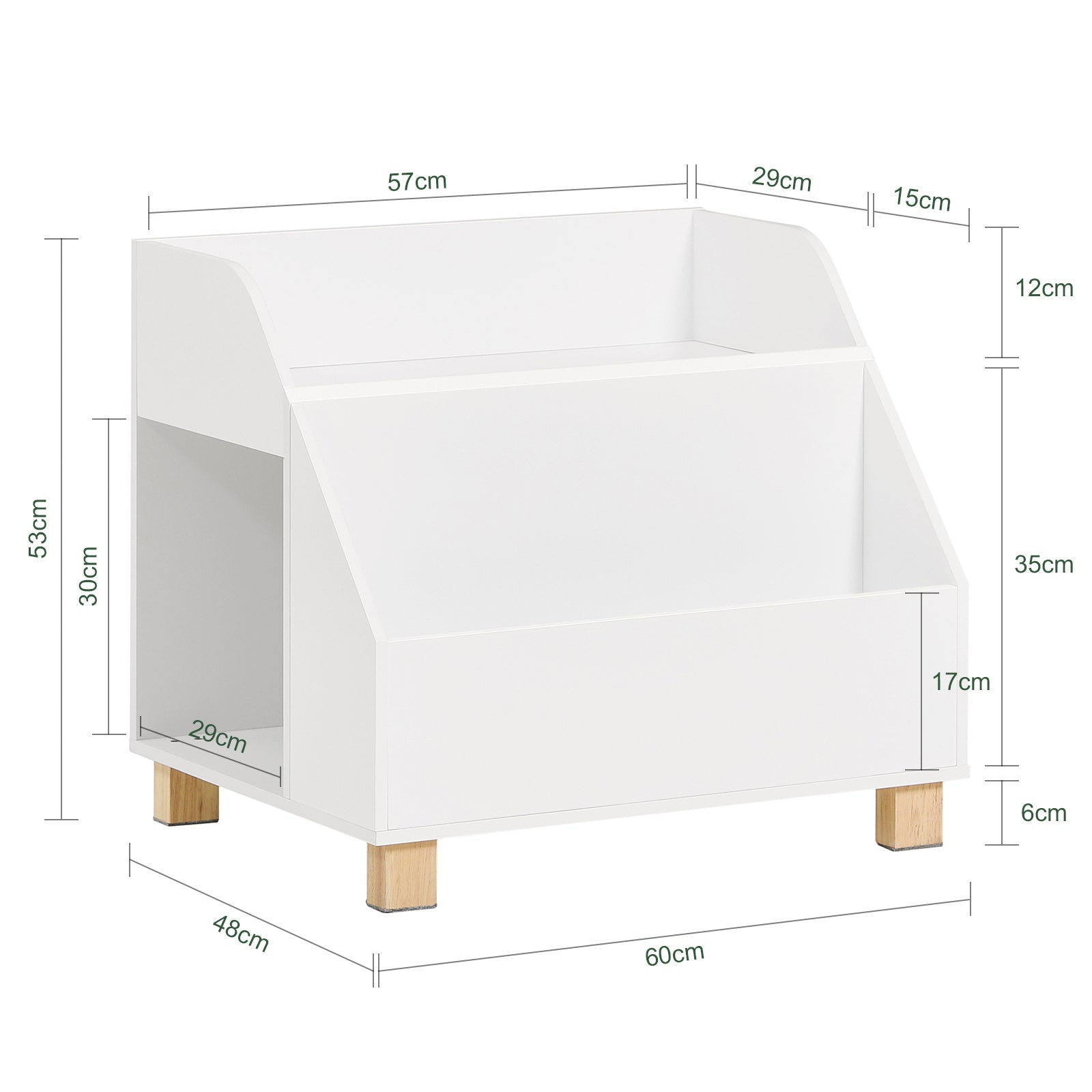 Scaffale per bambini con 3 scomparti, Scaffale per giochi, Libreria per bambini Bianco,60x48x53cm KMB54-W SoBuy