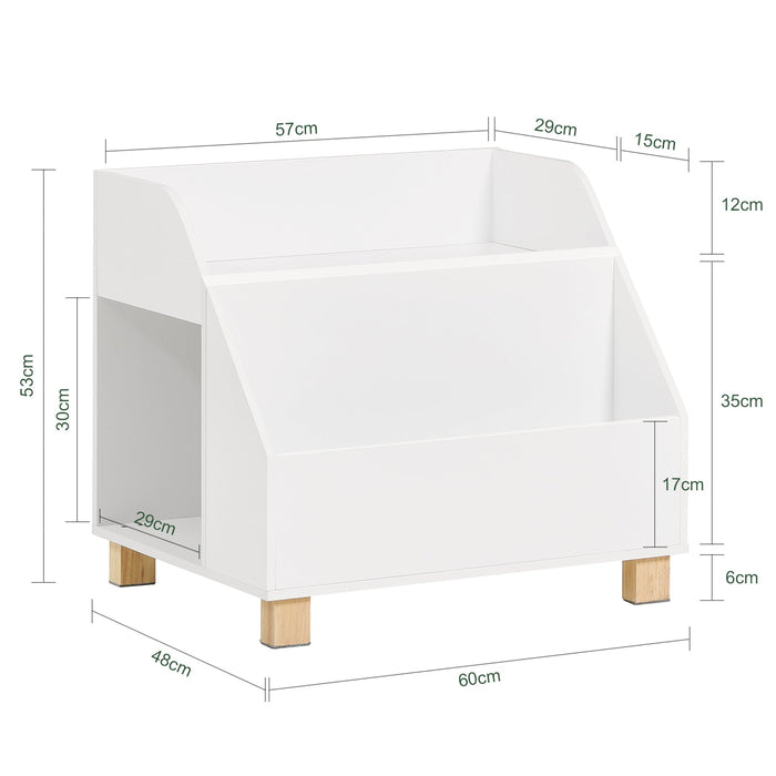 Scaffale per bambini con 3 scomparti, Scaffale per giochi, Libreria per bambini Bianco,60x48x53cm KMB54-W SoBuy