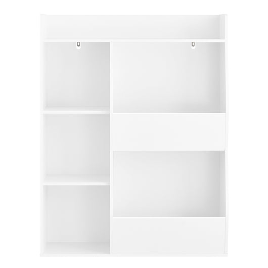 SoBuy Libreria Montessoriana per Bambini - Scaffale Portagiochi con 5 Scomparti Aperti - Libreria da Terra per Cameretta Bianco 80x34x104 cm KMB55-K-W