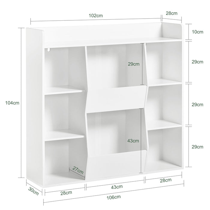 Libreria per bambini Scaffale con 8 scomparti aperti Scaffale per giocattoli Bianco 106x30 x104cm KMB55-W SoBuy