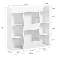 Libreria per bambini Scaffale con 8 scomparti aperti Scaffale per giocattoli Bianco 106x30 x104cm KMB55-W SoBuy