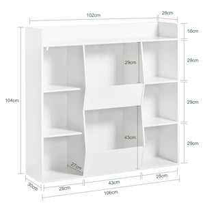Libreria per bambini Scaffale con 8 scomparti aperti Scaffale per giocattoli Bianco 106x30 x104cm KMB55-W SoBuy
