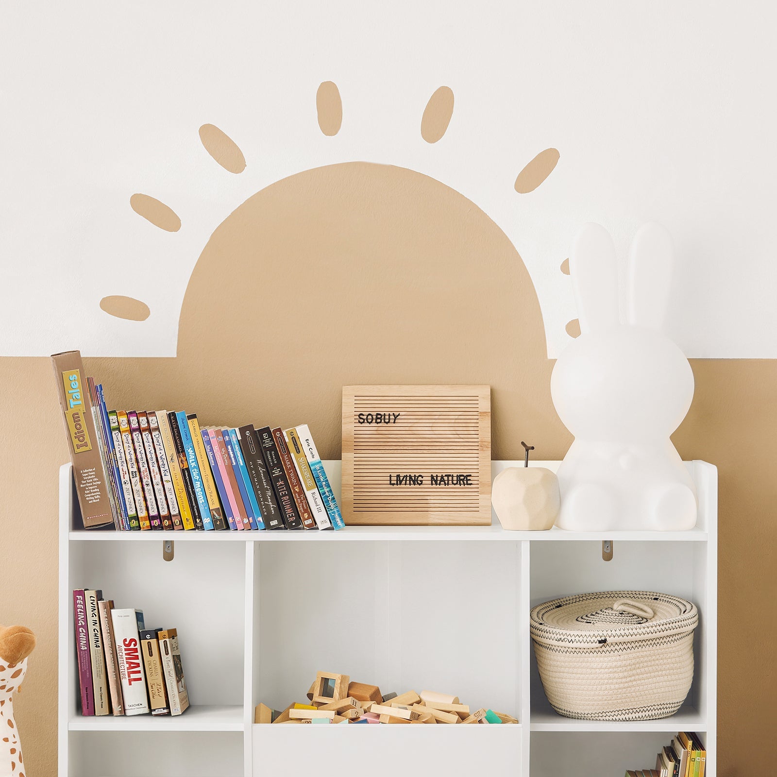 Libreria per bambini Scaffale con 8 scomparti aperti Scaffale per giocattoli Bianco 106x30 x104cm KMB55-W SoBuy