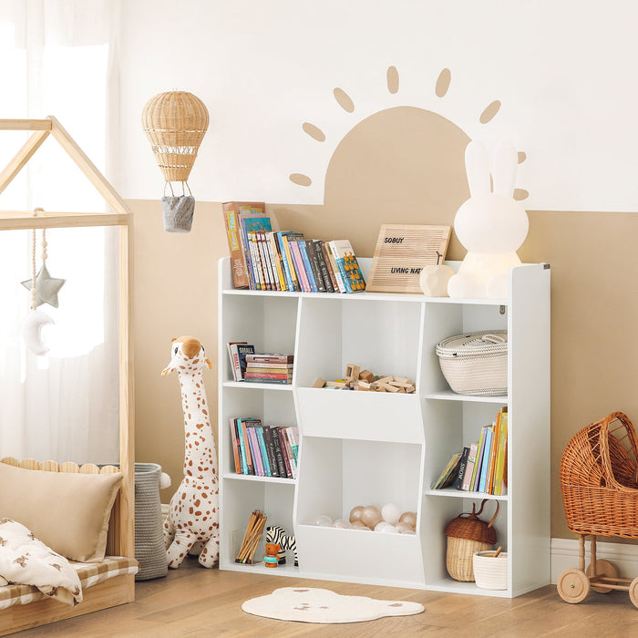 Libreria per bambini Scaffale con 8 scomparti aperti Scaffale per giocattoli Bianco 106x30 x104cm KMB55-W SoBuy