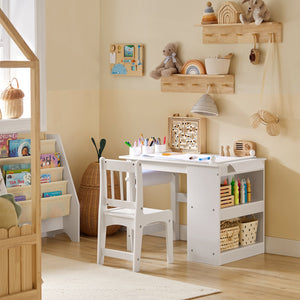 Tavolo Per Bambini Con Una Sedia Set Mobili Per Bambini Tavolo Da Dipingere Per Bambini Bianco KMB60-W