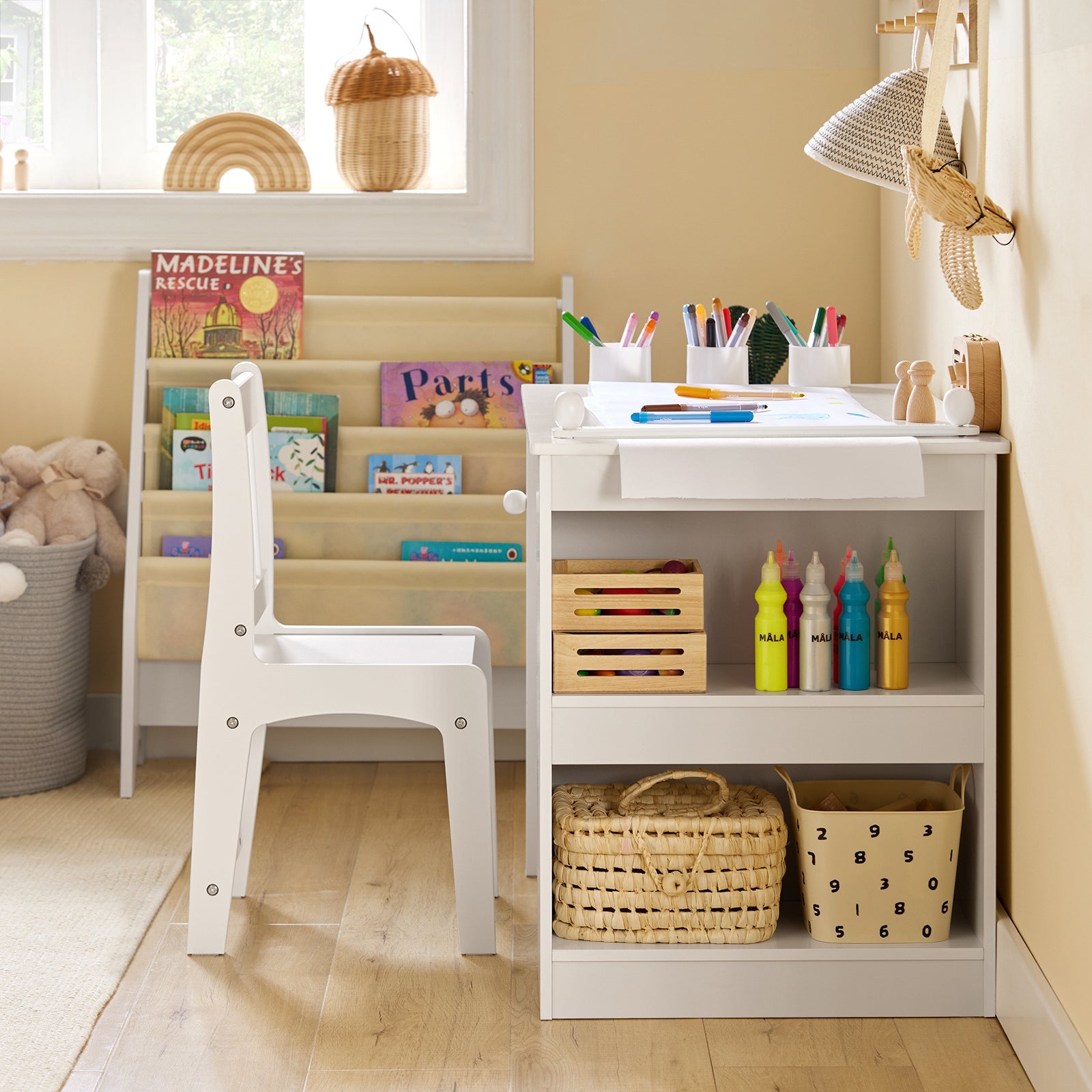 Tavolo Per Bambini Con Una Sedia Set Mobili Per Bambini Tavolo Da Dipingere Per Bambini Bianco KMB60-W