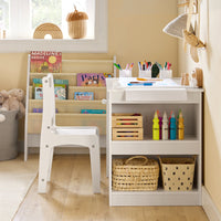Tavolo Per Bambini Con Una Sedia Set Mobili Per Bambini Tavolo Da Dipingere Per Bambini Bianco KMB60-W