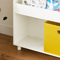 Libreria Per Bambini Con 2 Scatole Scaffale Portaoggetti Per Bambini Mobili Per Camerette Per Bambini Bianco 60x25x110 Cm KMB69-W