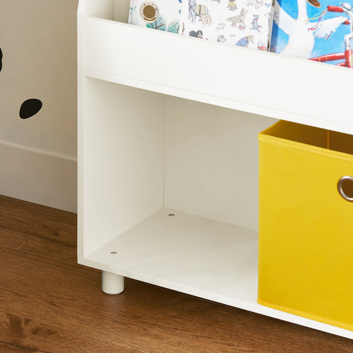 Libreria Per Bambini Con 2 Scatole Scaffale Portaoggetti Per Bambini Mobili Per Camerette Per Bambini Bianco 60x25x110 Cm KMB69-W