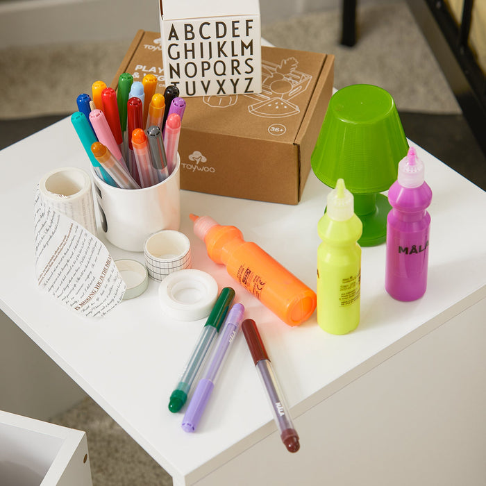 Scatola Porta Giochi Bambini Contenitore Giocattolo Per Bambini Ceste Portaoggetti Bianco E Arancione 40x40x35cm KMB74-W SoBuy