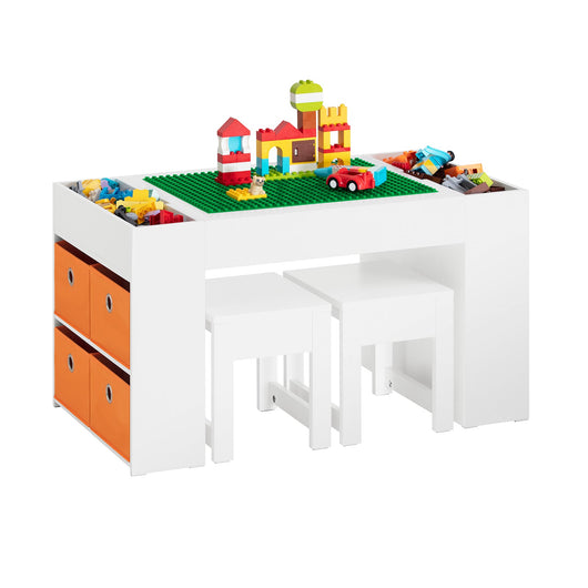 Tavolo Per Bambini Con 2 Sgabelli Set Mobili Per Bambini Tavolo Da Gioco Con Spazio Di Archiviazione 87x50x50 Cm KMB75-W SoBuy