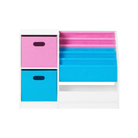 Libreria per bambini Scaffale per bambini con scatole Scaffale per giocattoli Mobili per camerette Bianco 80x30x61cm KMB76-F