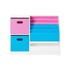 Libreria per bambini Scaffale per bambini con scatole Scaffale per giocattoli Mobili per camerette Bianco 80x30x61cm KMB76-F