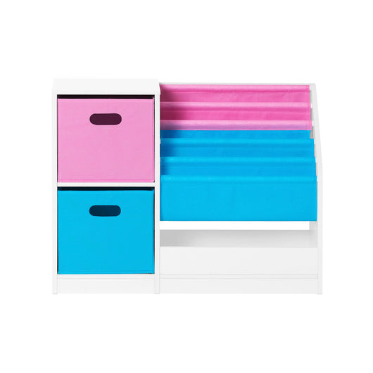 Libreria per bambini Scaffale per bambini con scatole Scaffale per giocattoli Mobili per camerette Bianco 80x30x61cm KMB76-F