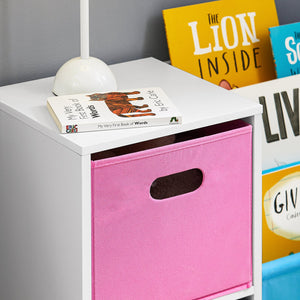 Libreria per bambini Scaffale per bambini con scatole Scaffale per giocattoli Mobili per camerette Bianco 80x30x61cm KMB76-F