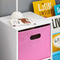Libreria per bambini Scaffale per bambini con scatole Scaffale per giocattoli Mobili per camerette Bianco 80x30x61cm KMB76-F