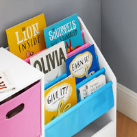 Libreria per bambini Scaffale per bambini con scatole Scaffale per giocattoli Mobili per camerette Bianco 80x30x61cm KMB76-F
