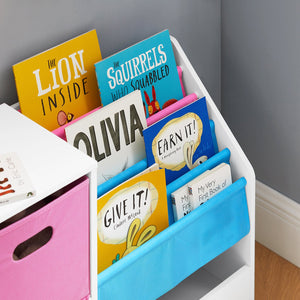 Libreria per bambini Scaffale per bambini con scatole Scaffale per giocattoli Mobili per camerette Bianco 80x30x61cm KMB76-F