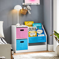 Libreria per bambini Scaffale per bambini con scatole Scaffale per giocattoli Mobili per camerette Bianco 80x30x61cm KMB76-F