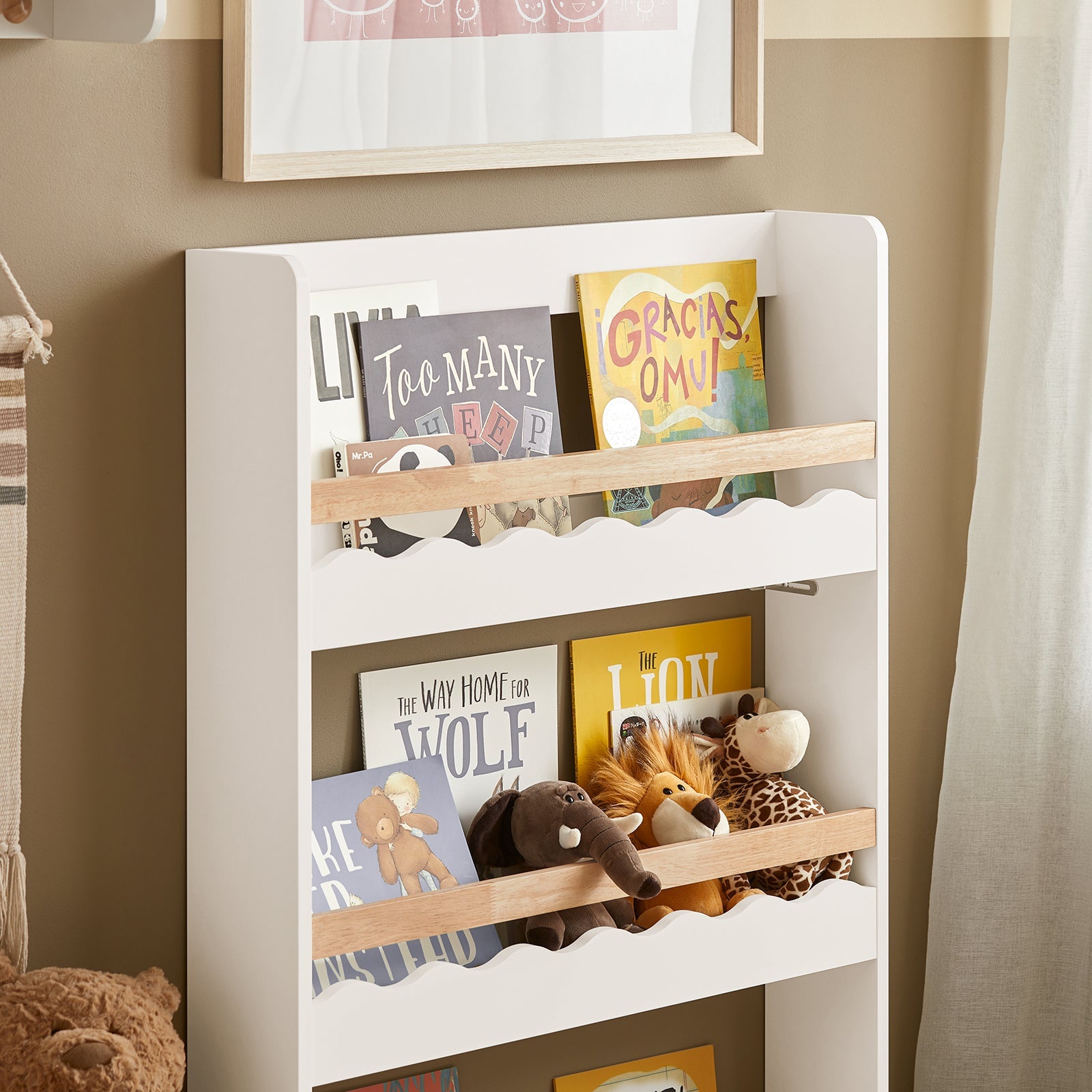 Libreria Per Bambini Con 3 Ripiani Per Libri E Decorazioni 75x120x15 Cm KMB77-W SoBuy