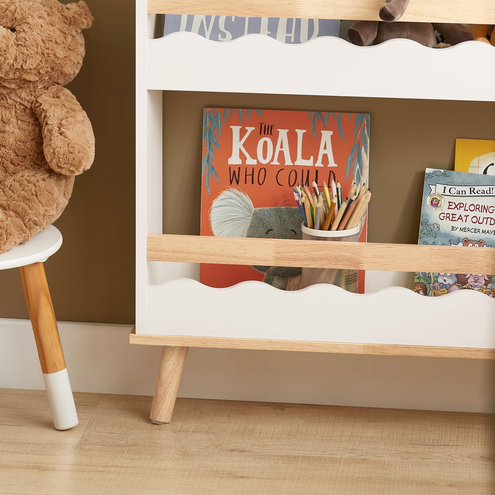 Libreria Per Bambini Con 3 Ripiani Per Libri E Decorazioni 75x120x15 Cm KMB77-W SoBuy