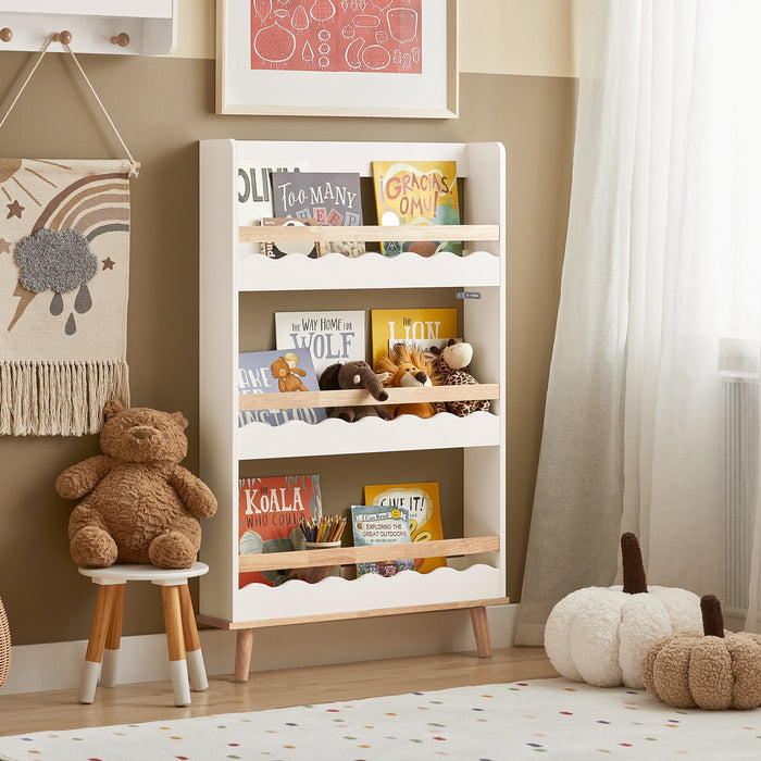 Libreria Per Bambini Con 3 Ripiani Per Libri E Decorazioni 75x120x15 Cm KMB77-W SoBuy
