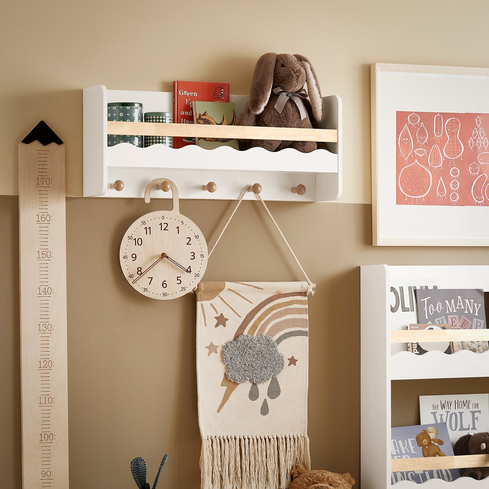 Armadio Da Parete Per Bambini Con Ripiano Per Bambini 73x30x15cm KMB78-W SoBuy