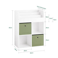 Libreria Per Bambini Scaffale Con 2 Scatole In Tessuto Organizzatore Di Giocattoli Bianco 60x34x80cm KMB79-W SoBuy