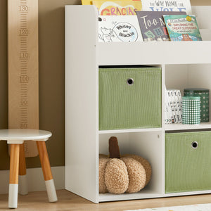 Libreria Per Bambini Scaffale Con 2 Scatole In Tessuto Organizzatore Di Giocattoli Bianco 60x34x80cm KMB79-W SoBuy